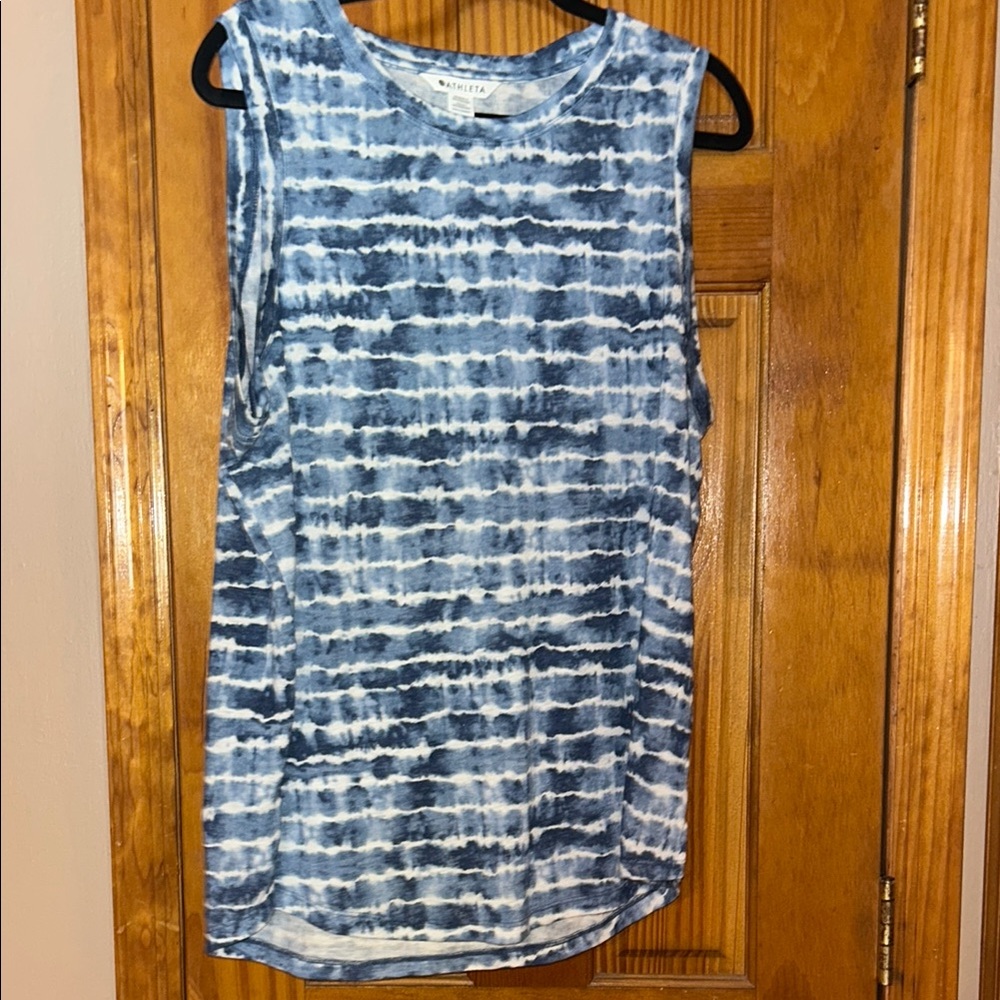 Athleta Blue and White Striped Tank Top